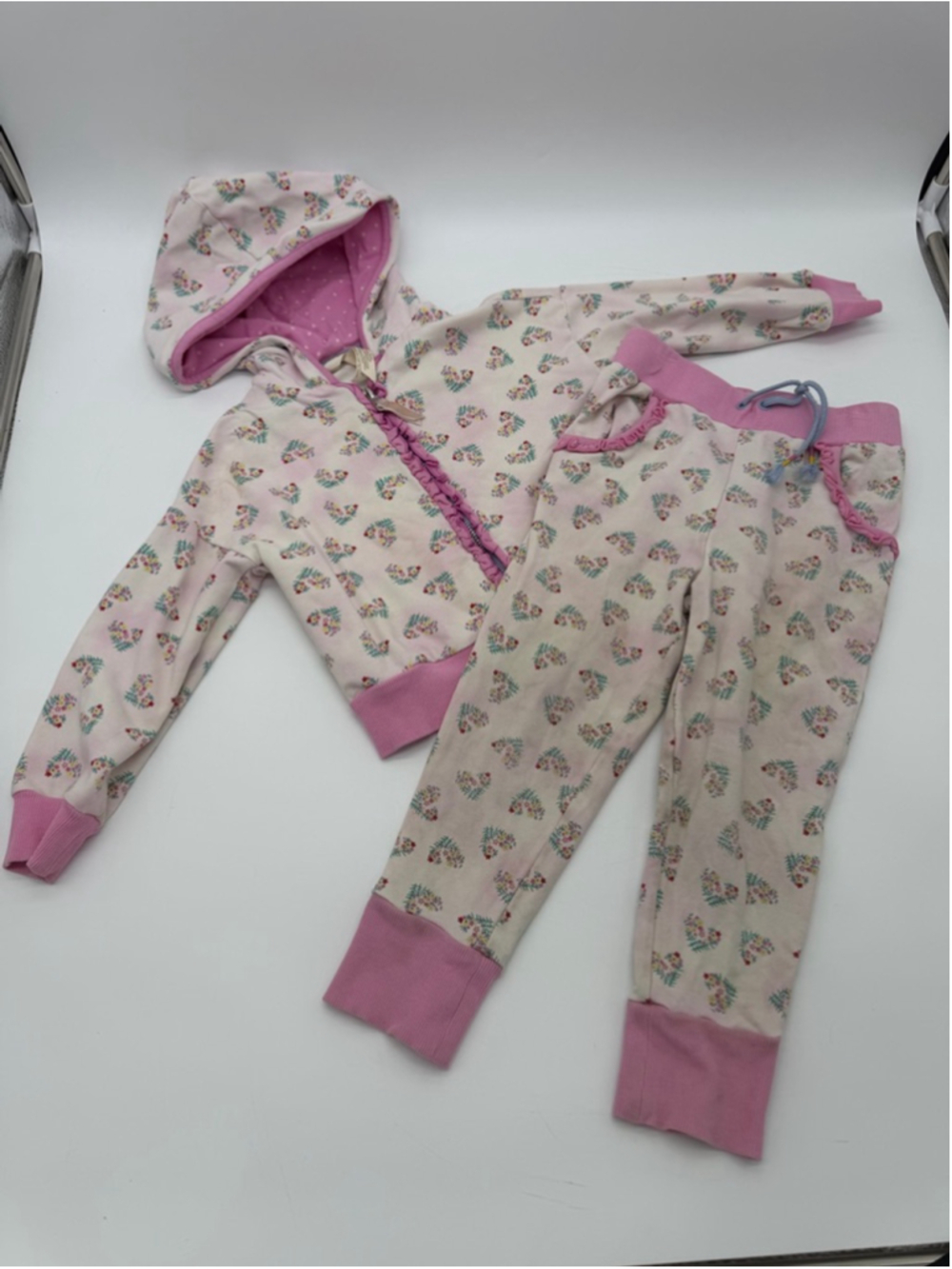 Girls Matilda Jane Floral Hoodie & Jogger Set 4 Pink White
